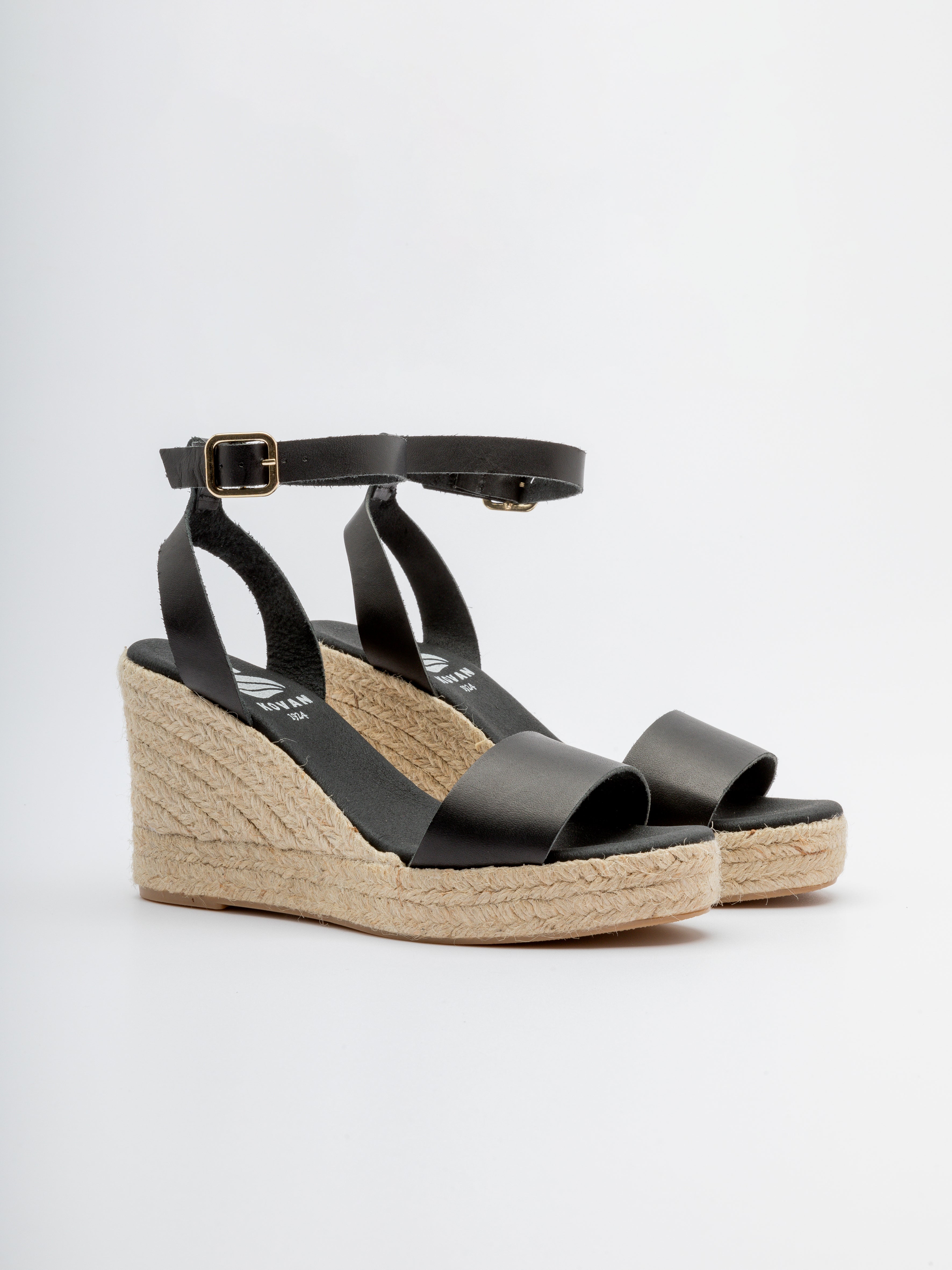 MALTA BLACK WEDGE ESPADRILLE